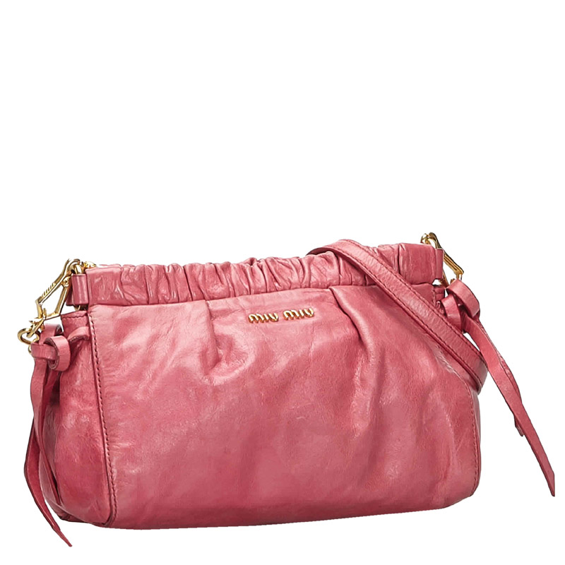 

Miu Miu Pink Leather Crossbody Bag