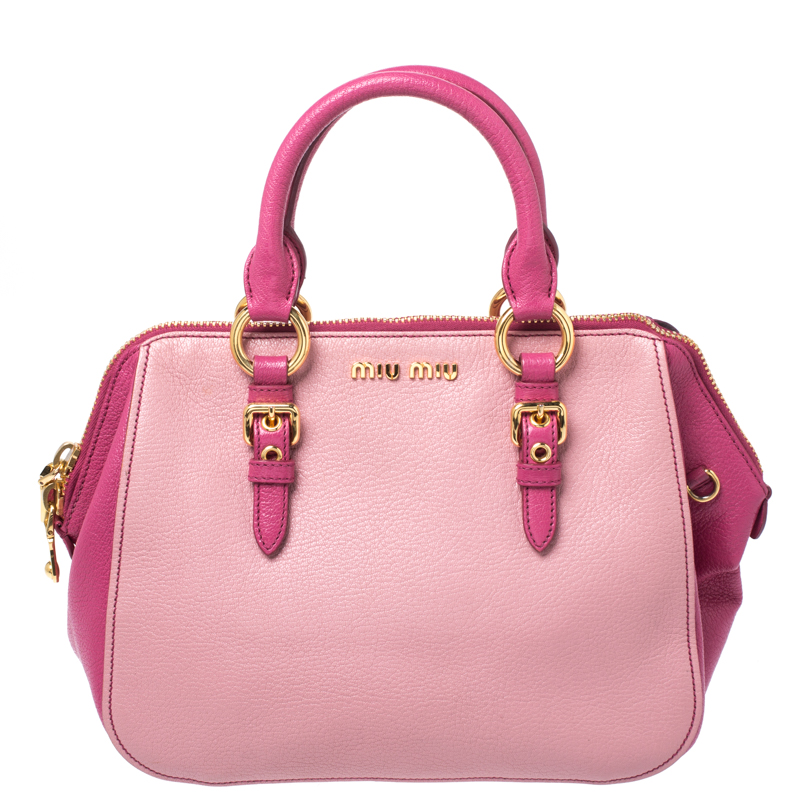 مملوكة مسبقًا Miu Miu Pink/Magenta Leather Zip Satchel