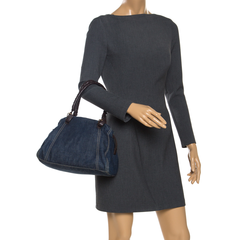 

Miu Miu Blue/Brown Denim and Leather Satchel