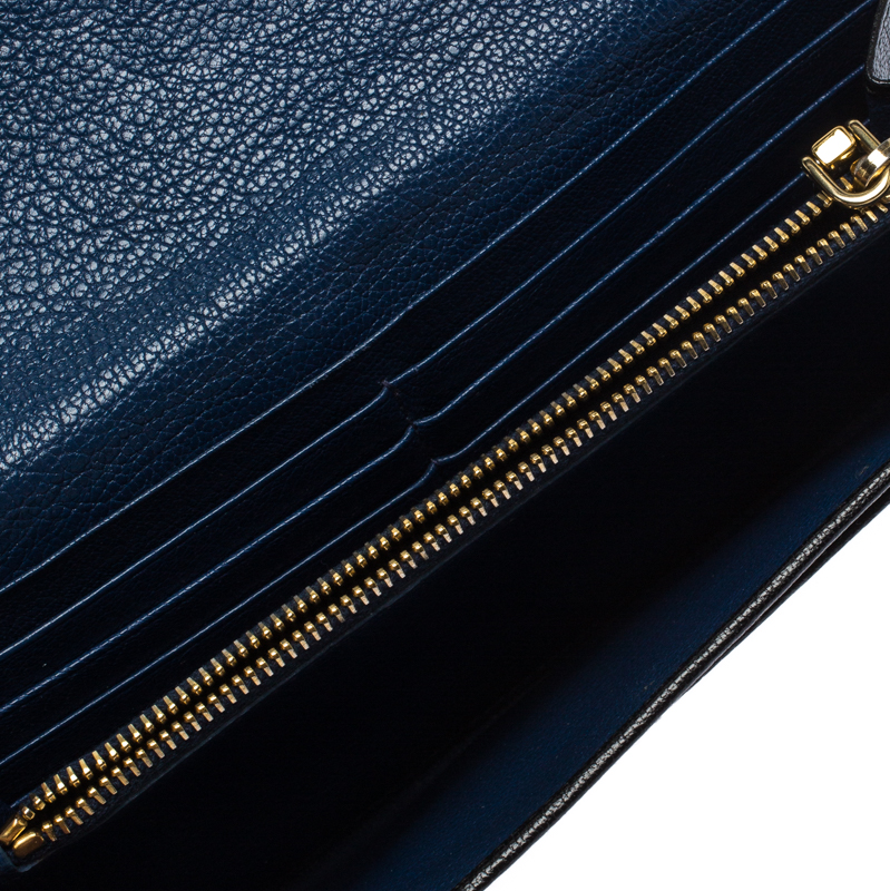 

Miu Miu Black/Blue Leather Envelope Flap Wallet