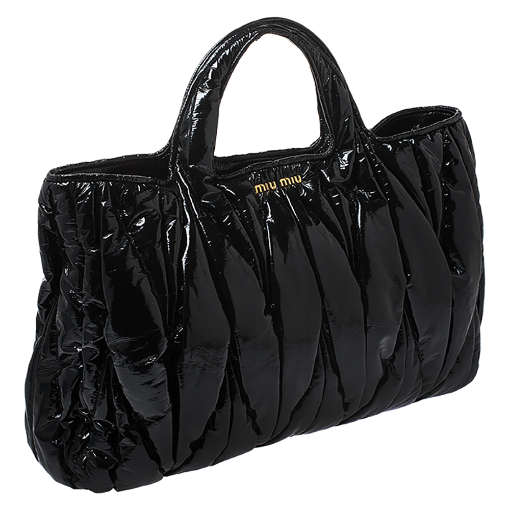 Miu Miu Matelassé Tote Bag in Black