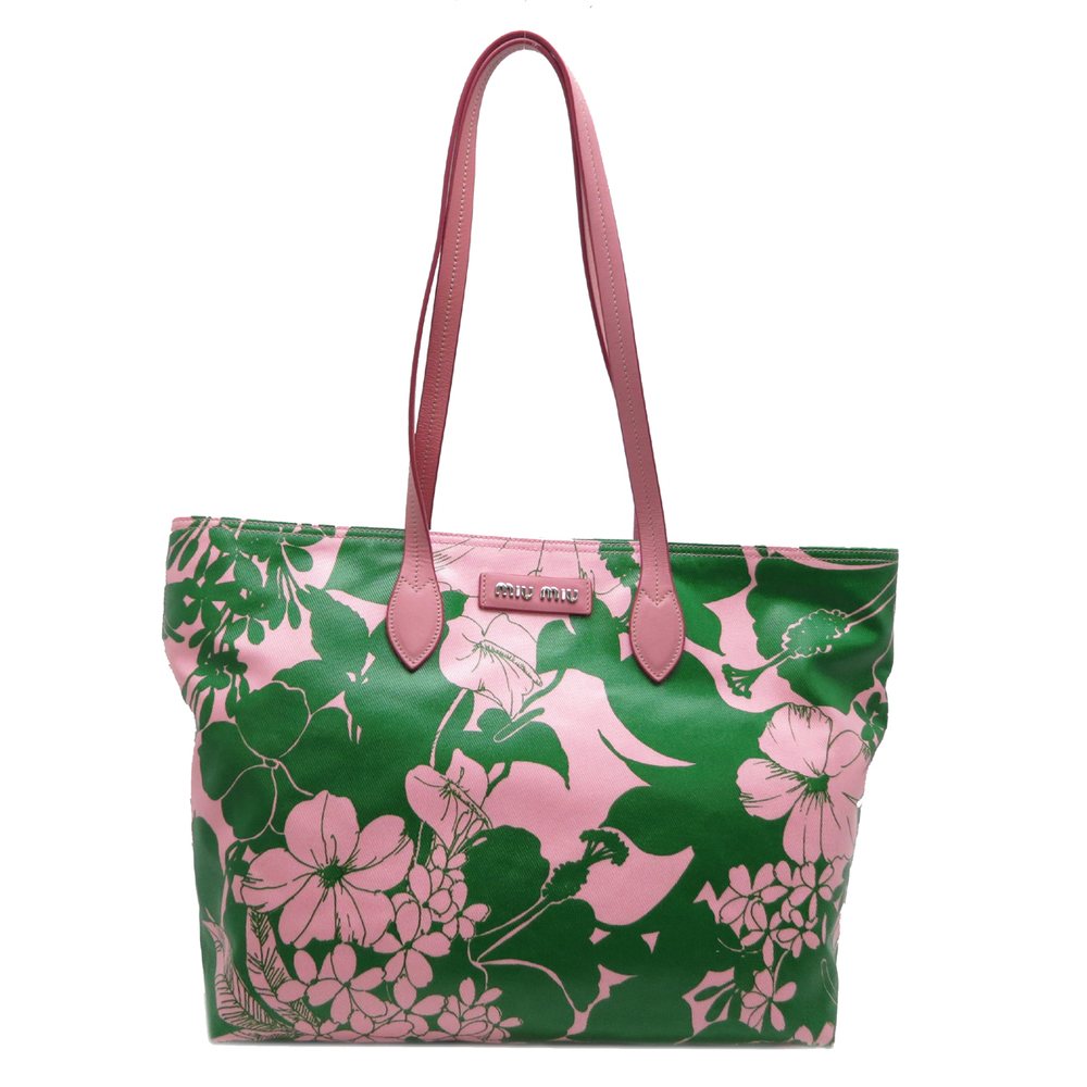 

Miu Miu Green/Pink Tessuto Print Coated Canvas Tote
