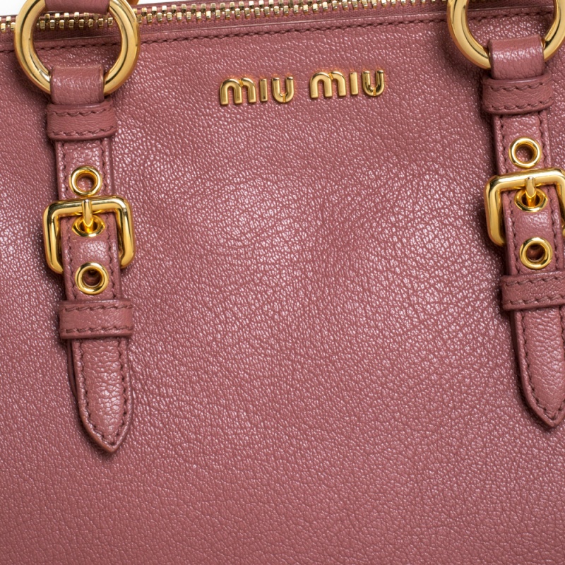 Pink Miu Miu Madras Leather Satchel – Designer Revival
