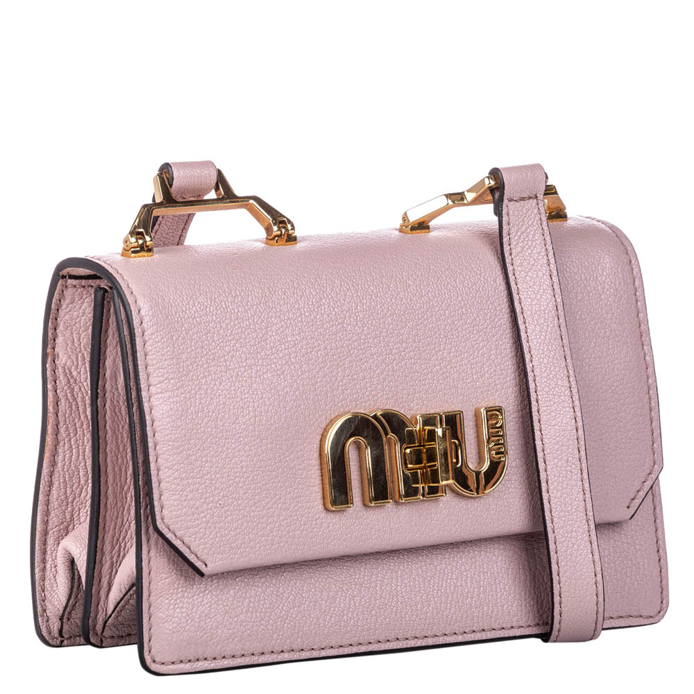 

Miu Miu Pink Leather My Miu Crossbody Bag
