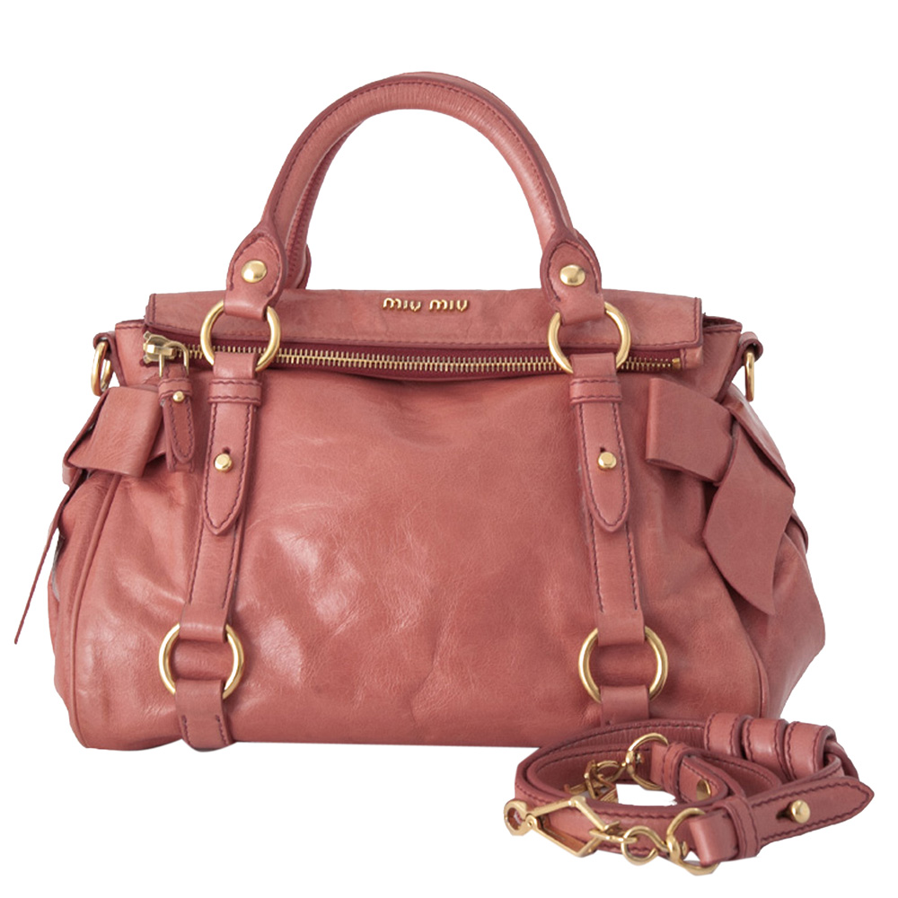 Miu Miu Red Vitello Lux Leather Bow Top Handle Bag Miu Miu | The Luxury  Closet