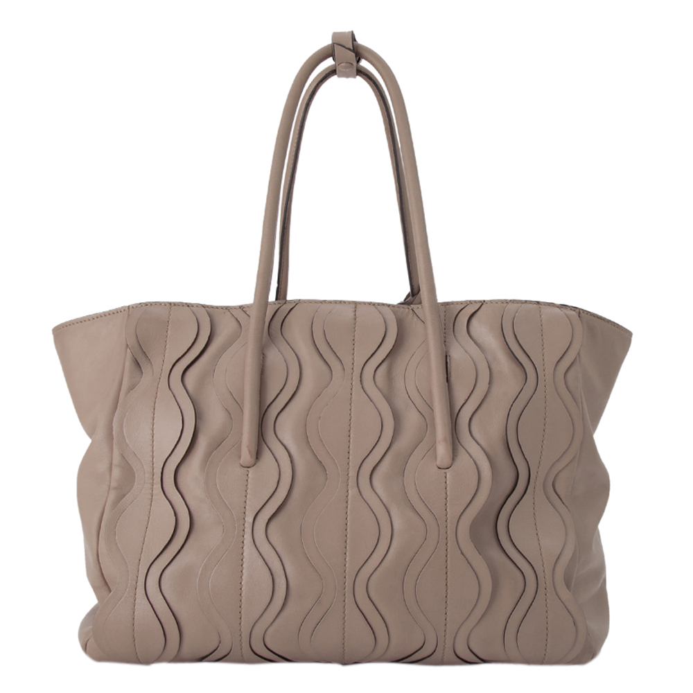 

Miu Miu Brown/Beige Vitello Leather Ruches Tote Bag