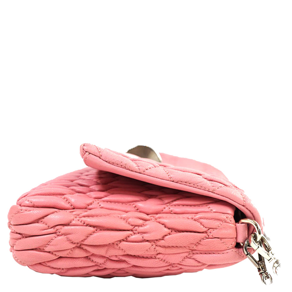 

Miu Miu Pink Gathered Leather Chain Shoulder Bag