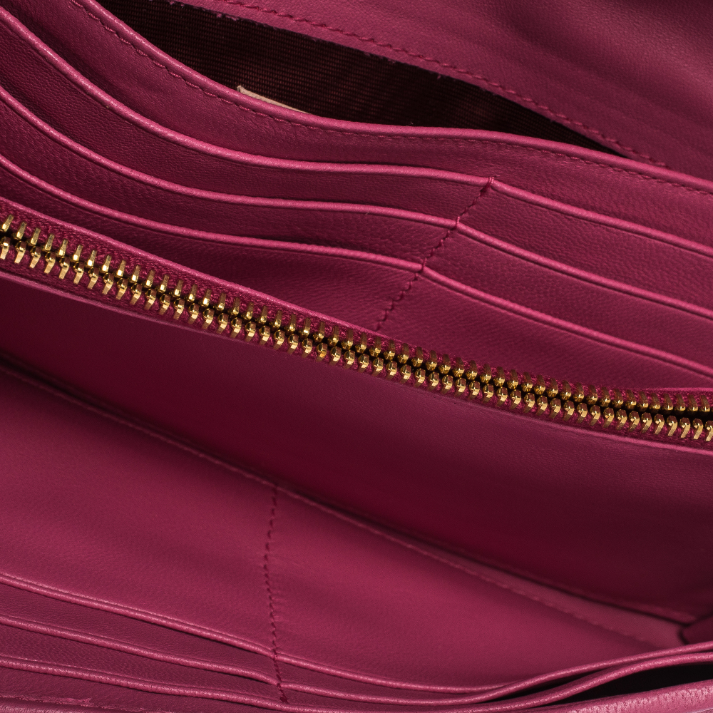 

Miu Miu Fuschia Matelasse Leather Continental Wallet, Pink