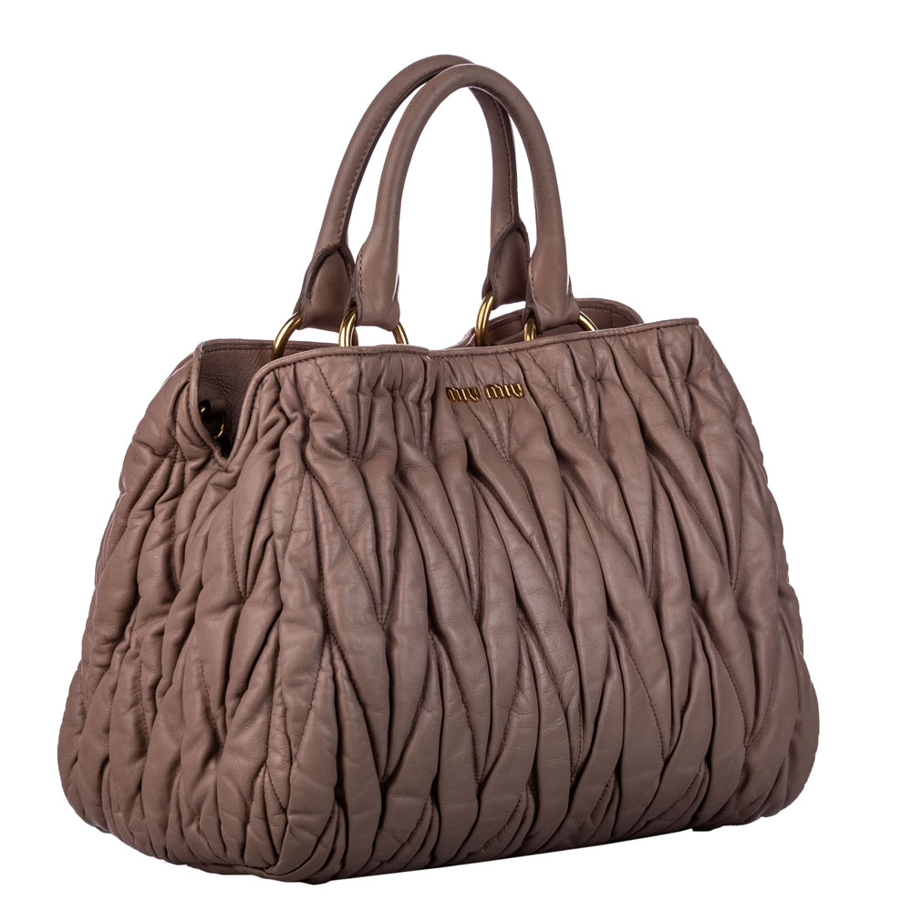 

Miu Miu Brown Leather Matelasse Satchel Bag