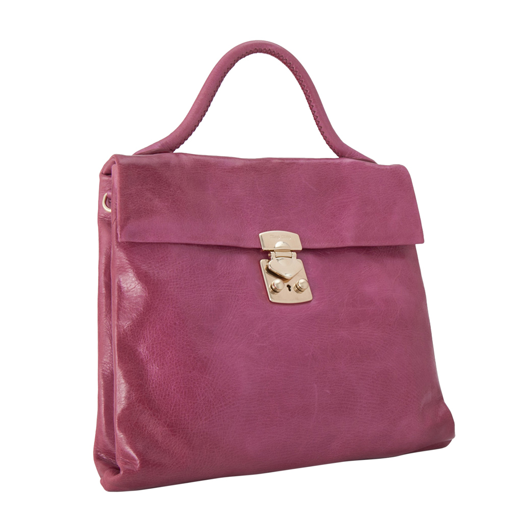 

Miu Miu Pink Leather Vitello Lux Satchel Bag