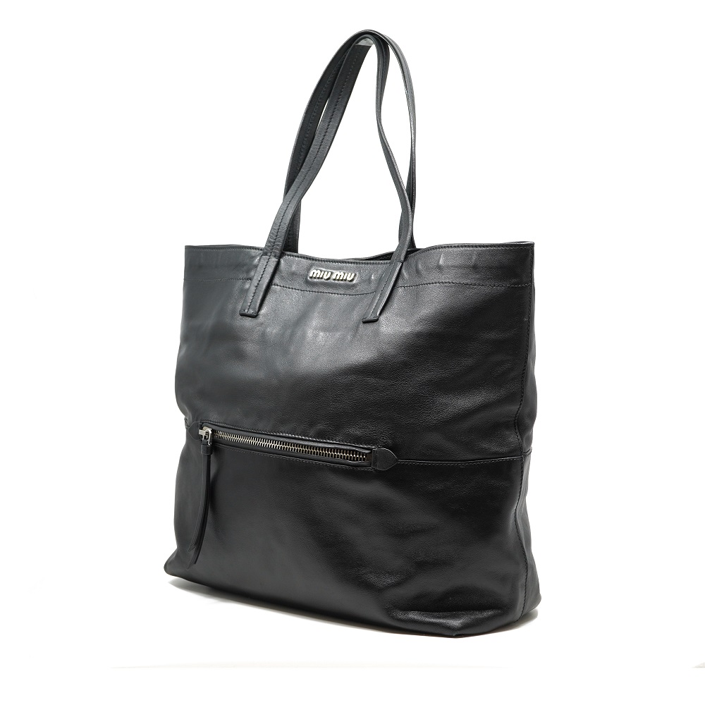

Miu Miu Black Leather Tote, Beige