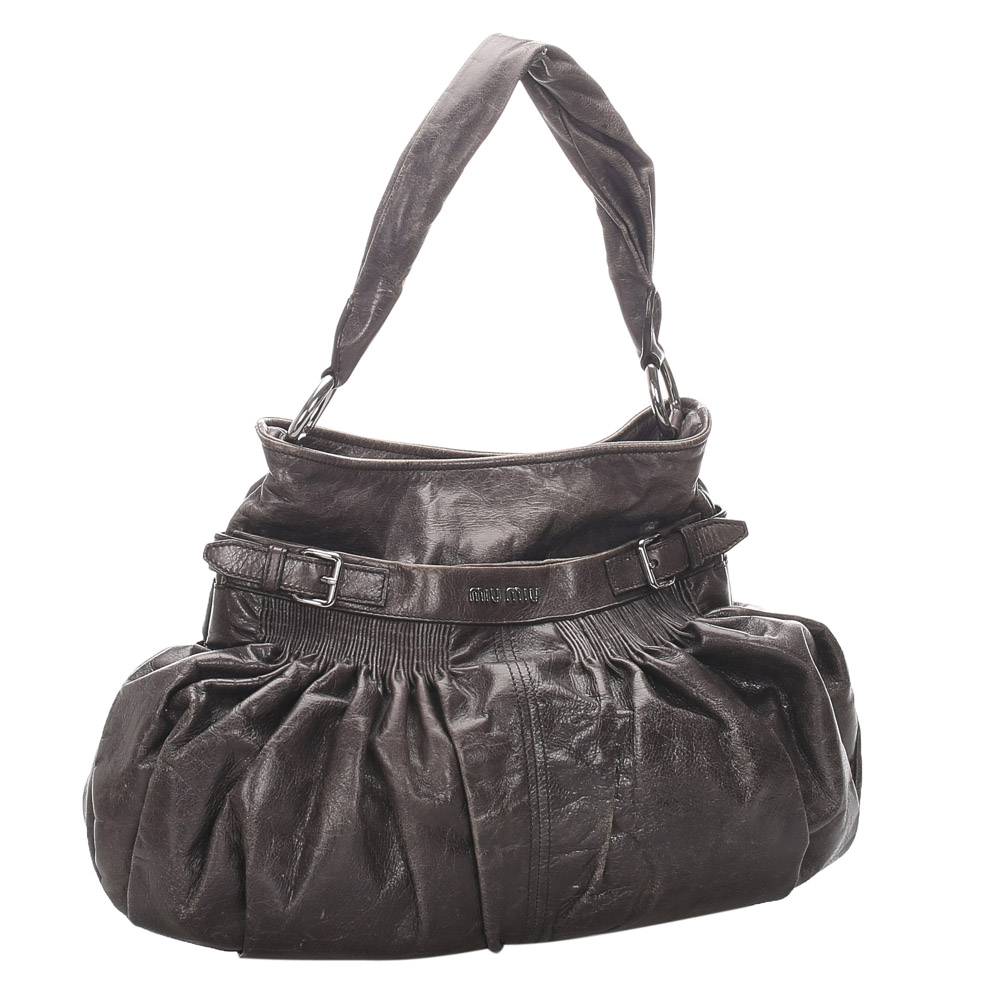 

Miu Miu Gray/Dark Gray Leather Shoulder Bag, Grey