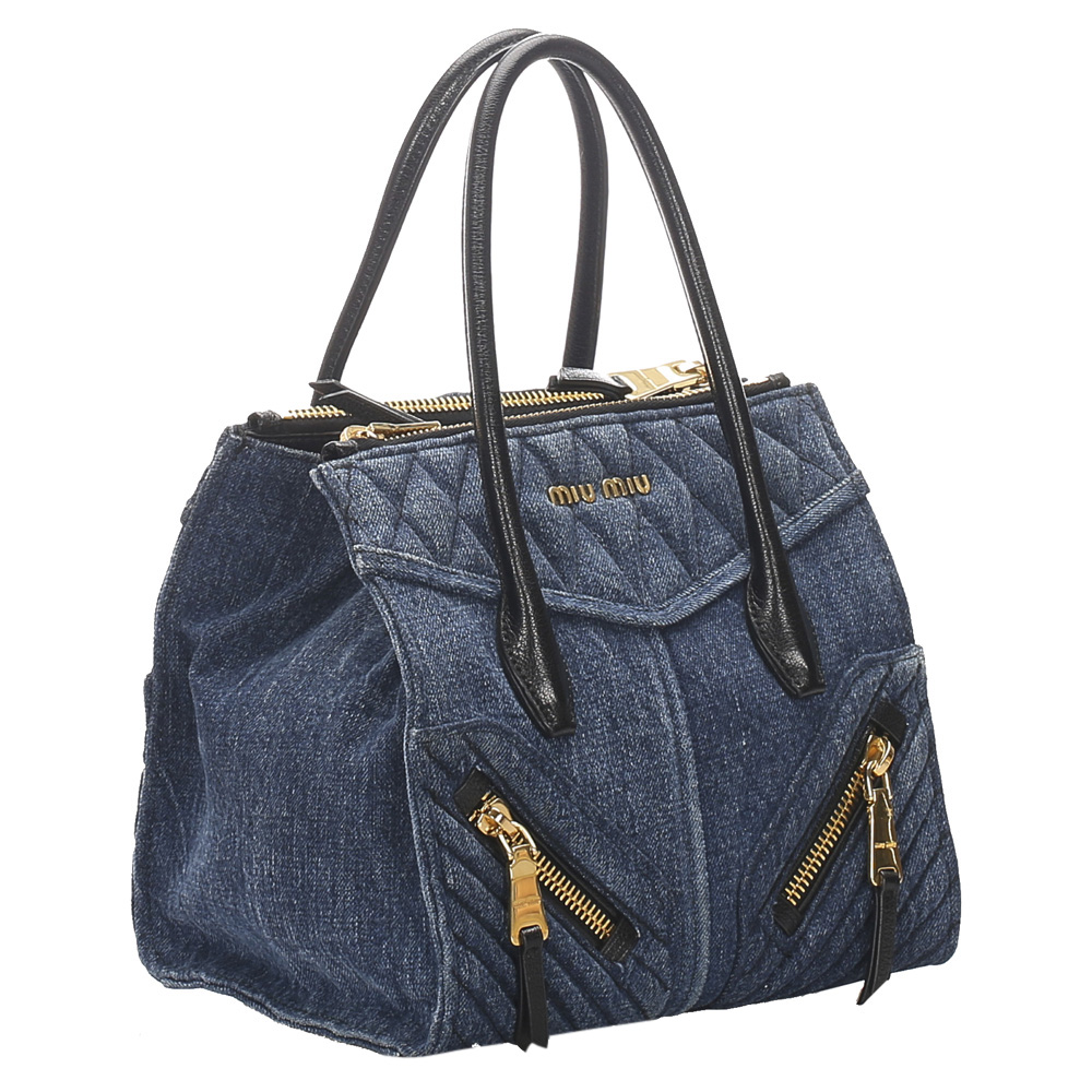 

Miu Miu Blue Denim Biker Bag