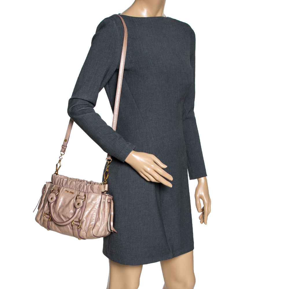 

Miu Miu Beige Leather Two Way Satchel, Blue