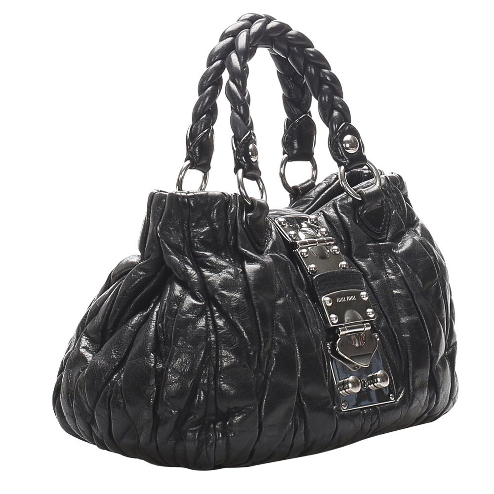 

Miu Miu Black Leather Coffer Shoulder Bag