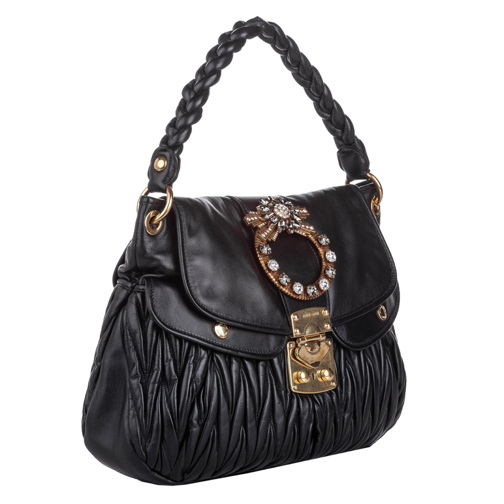 

Miu Miu Black Leather Coffer Shoulder Bag