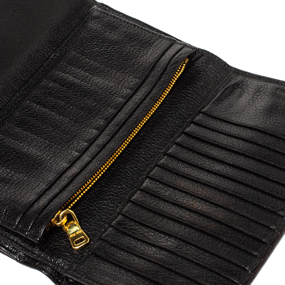 

Miu Miu Black Leather Madras Flap Wallet