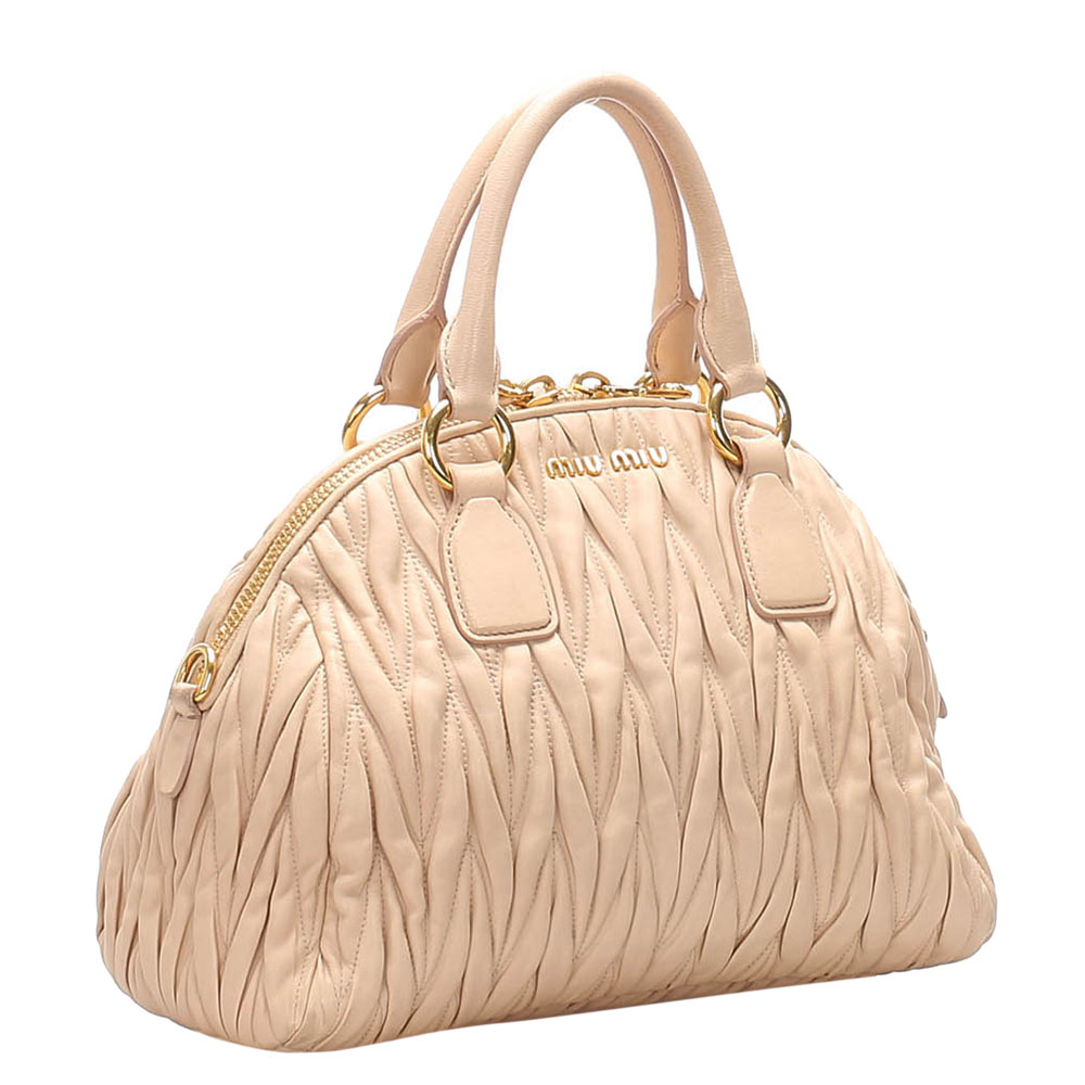 

Miu Miu Beige Matelasse Leather Satchel