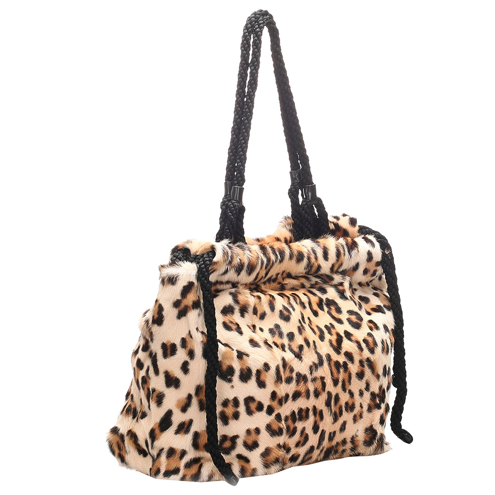 

Miu Miu Brown Leopard Fur Tote Bag, Beige