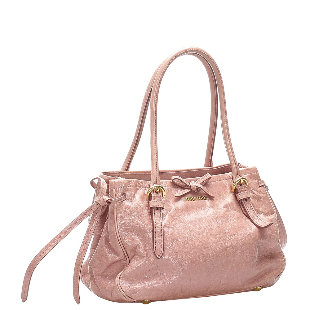 

Miu Miu Pink Vitello Shine Leather Satchel