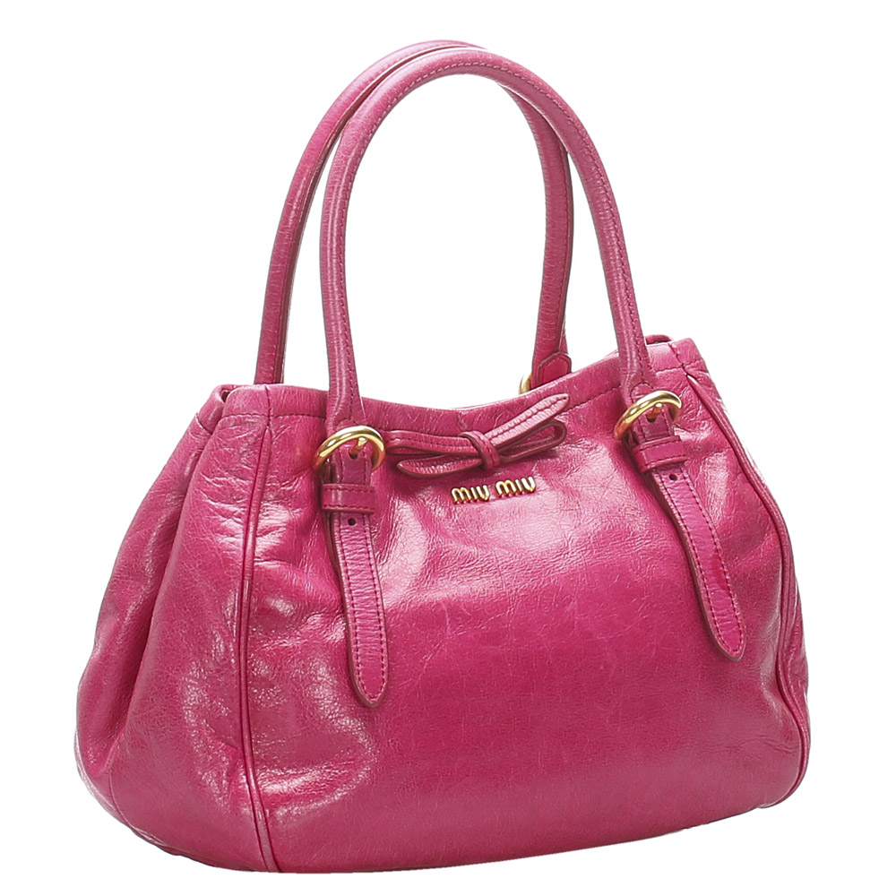 

Miu Miu Pink Vitello Lux Leather Satchel