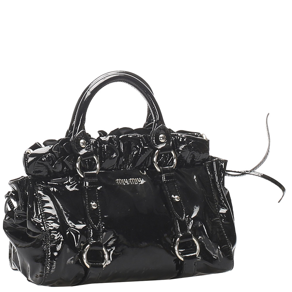 

Miu Miu Black Patent Leather Satchel Bag