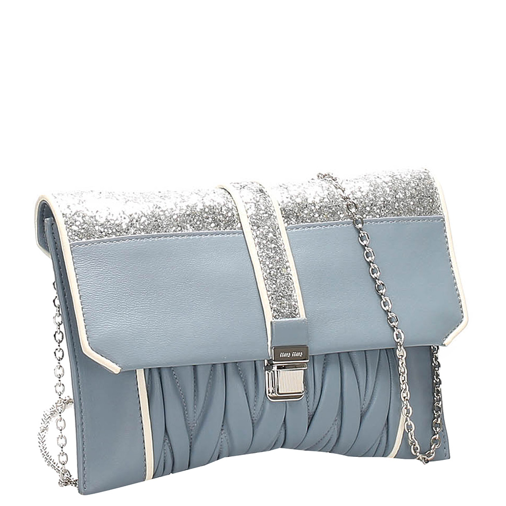 

Miu Miu Blue Matelasse Leather Crossbody Bag