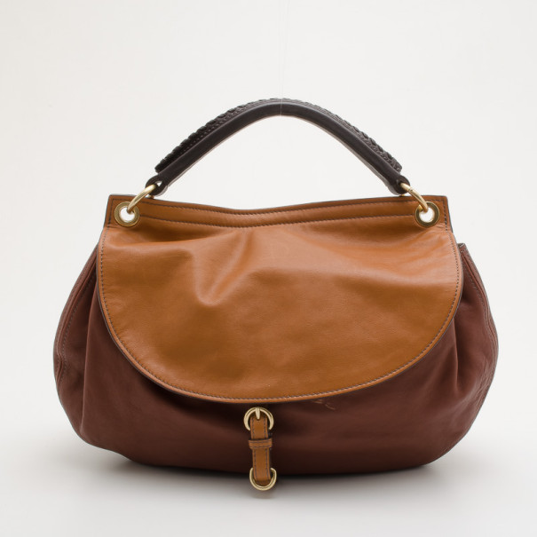 Pre Owned Miu Miu Brown Nappa Leather Hobo Bag