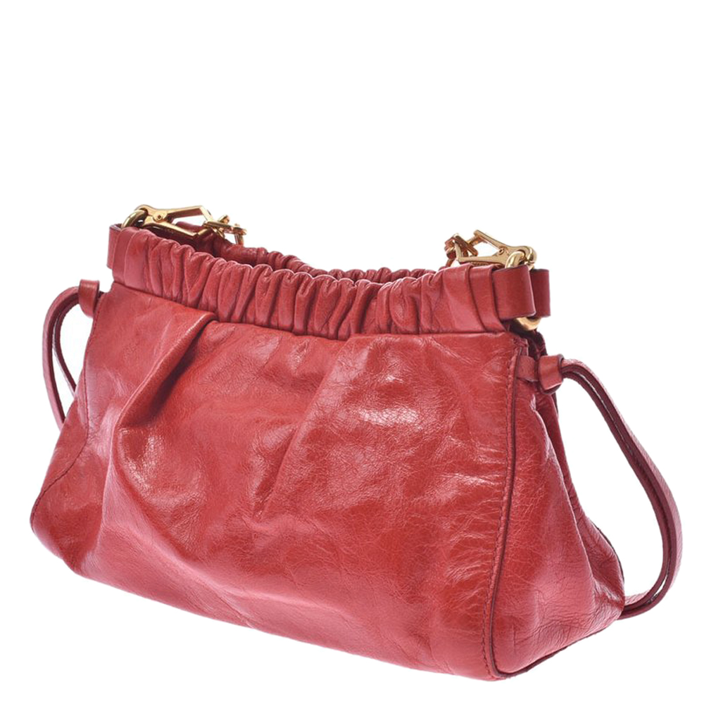 

Miu Miu Red Leather Vitello Lux Bag