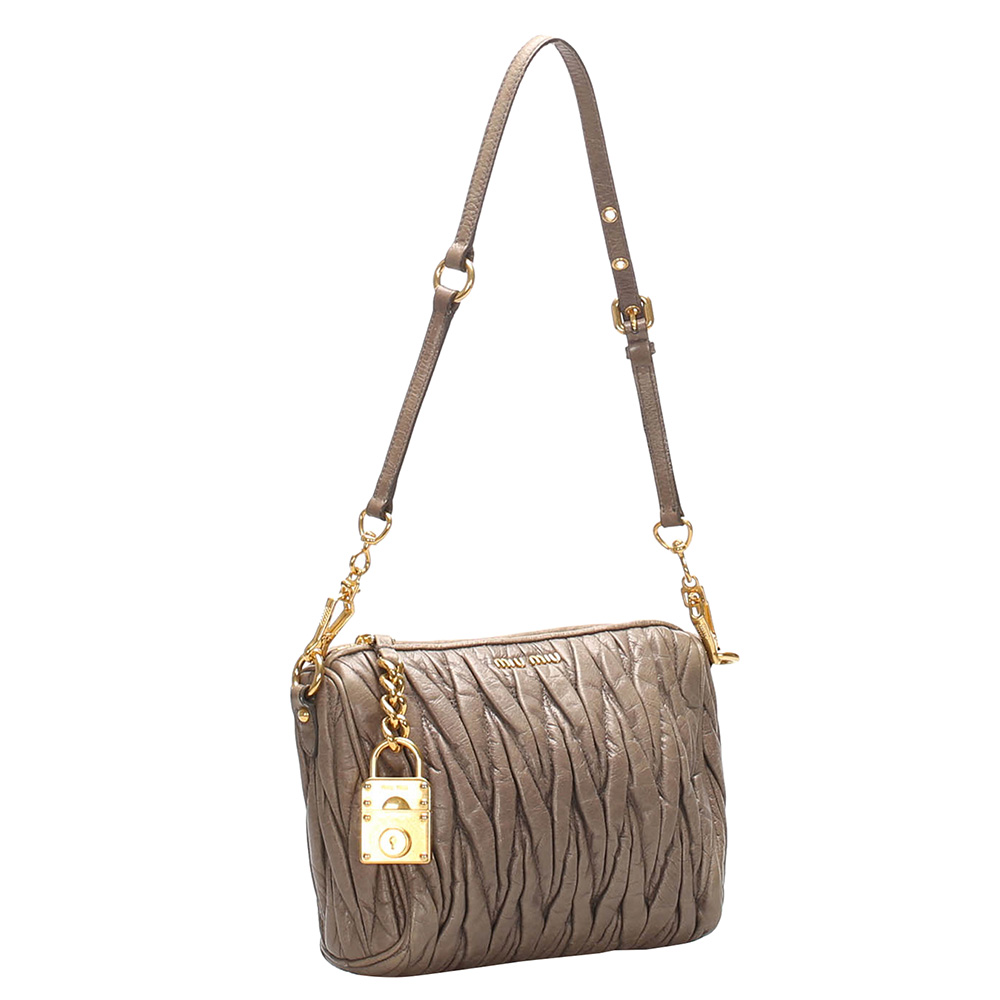 

Miu Miu Brown Leather Matelasse Bag