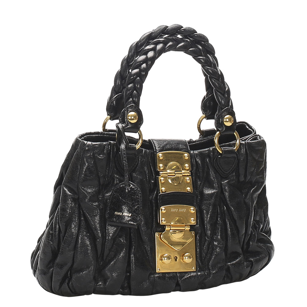 

Miu Miu Black Matelasse Coffer Bag