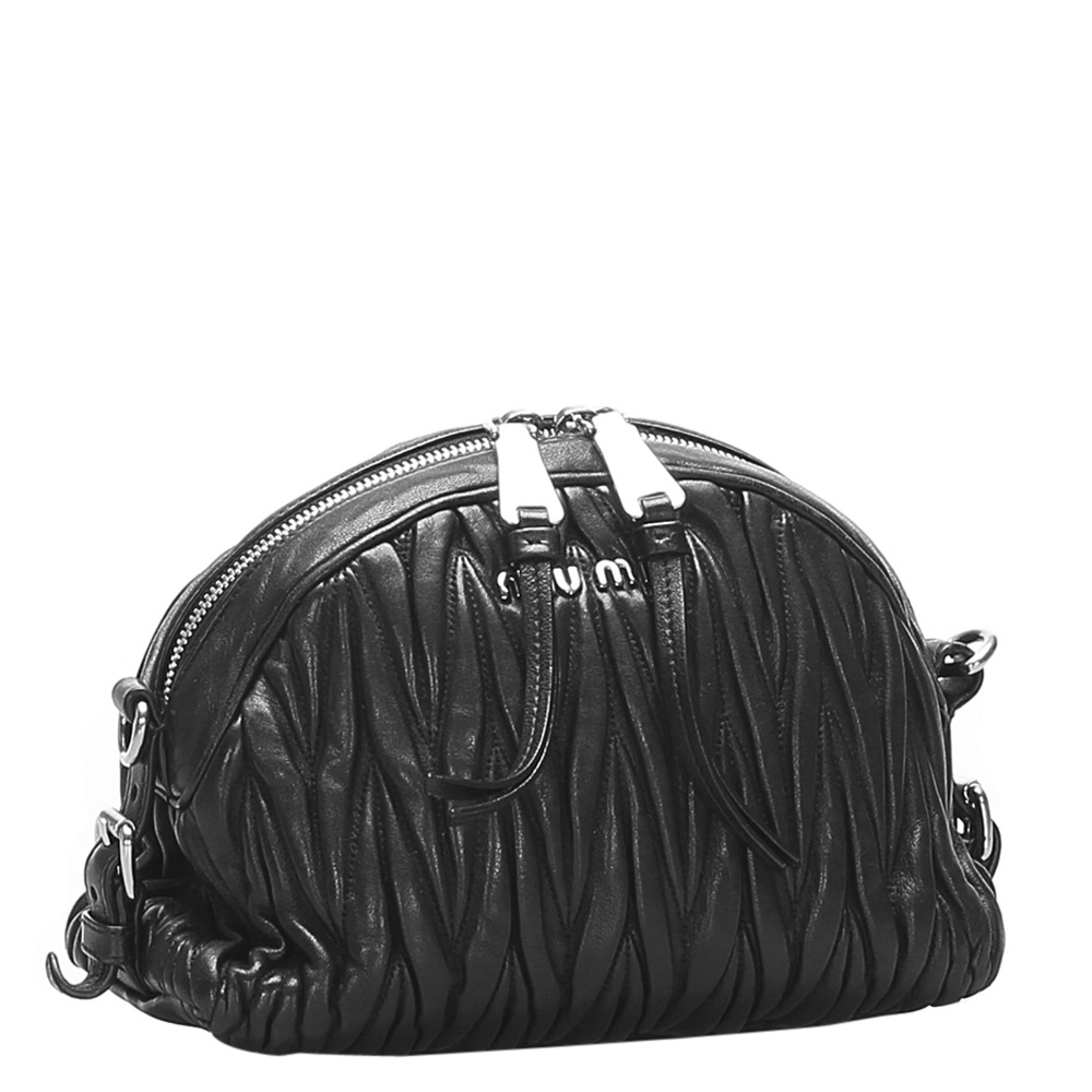

Miu Miu Black Leather Matelasse Bag