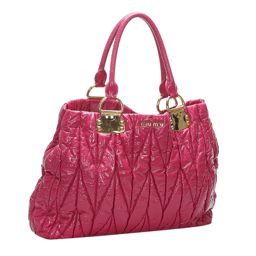 

Miu Miu Pink Patent Leather Matelasse Bag