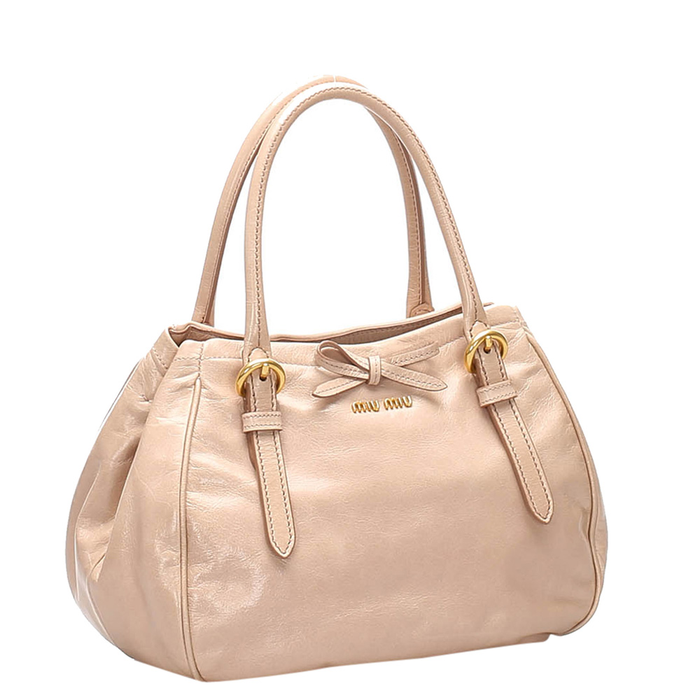 

Miu Miu Beige Leather Satchel Bag