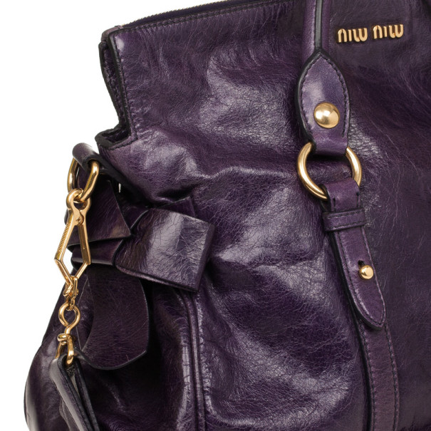 MIU MIU Vitello Lux Large Bow Bag Nero Black 102515
