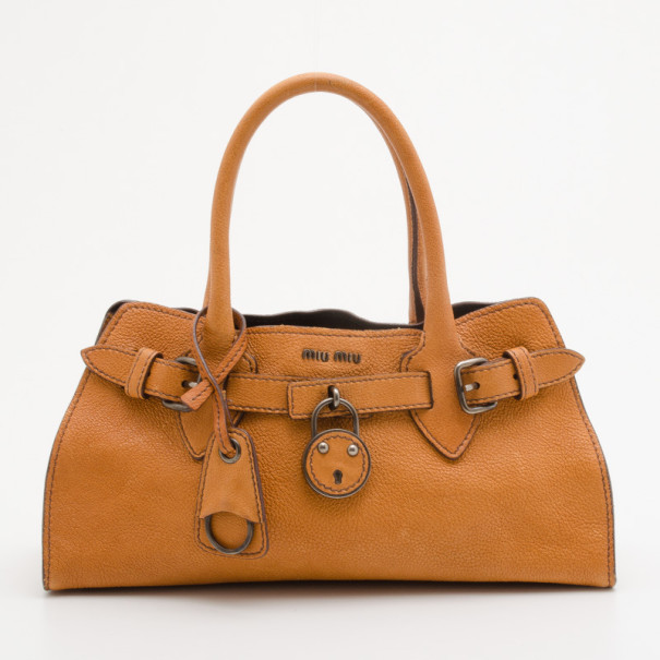 Pre Owned Miu Miu Textured Leather East West Tote 