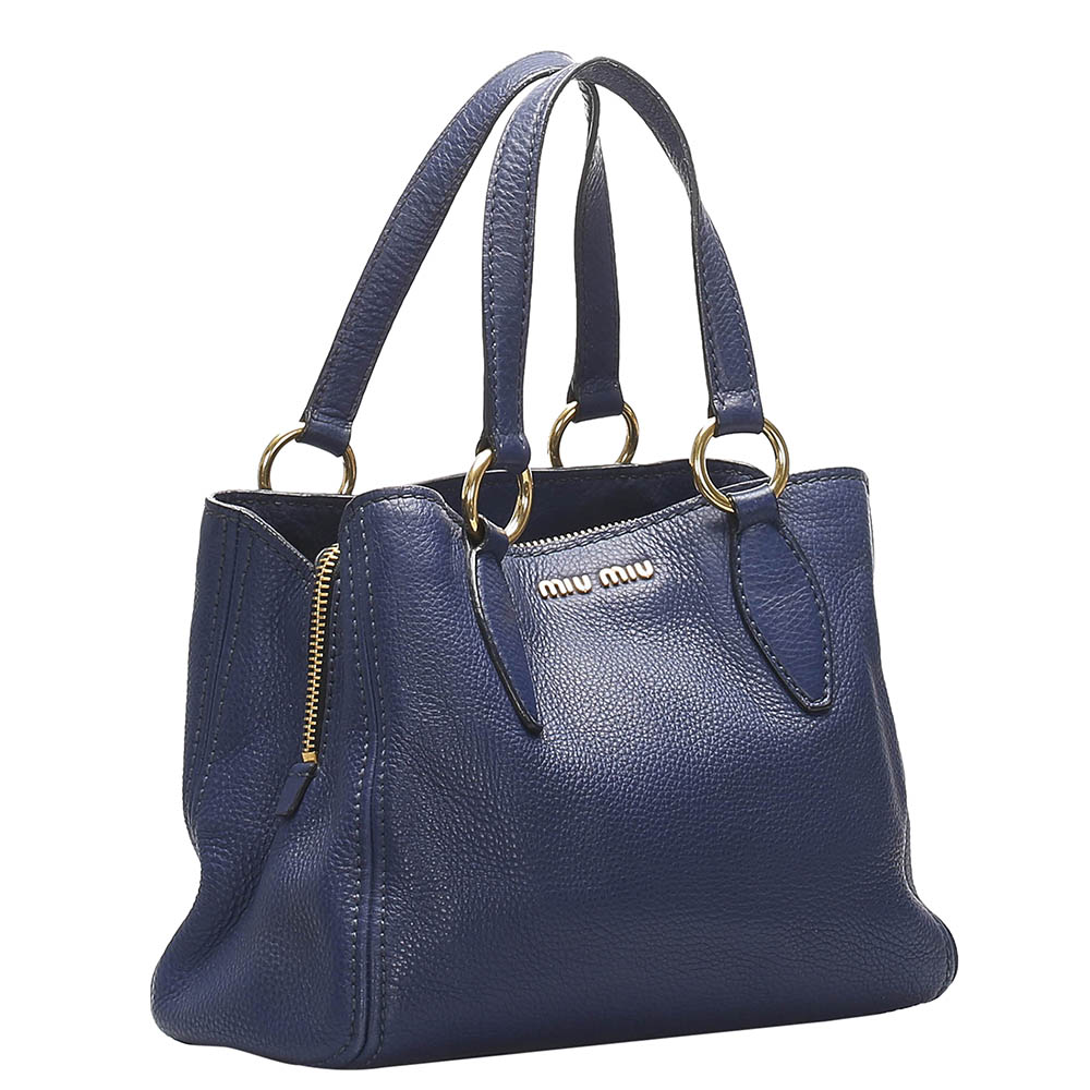 

Miu Miu Blue Leather Satchel Bag