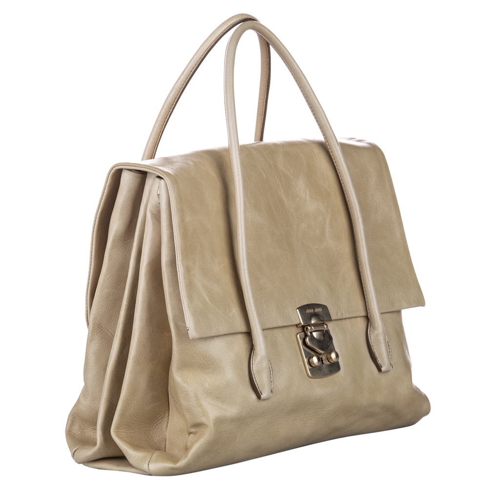 

Miu Miu Brown Leather Vitello Shine Bag, Beige