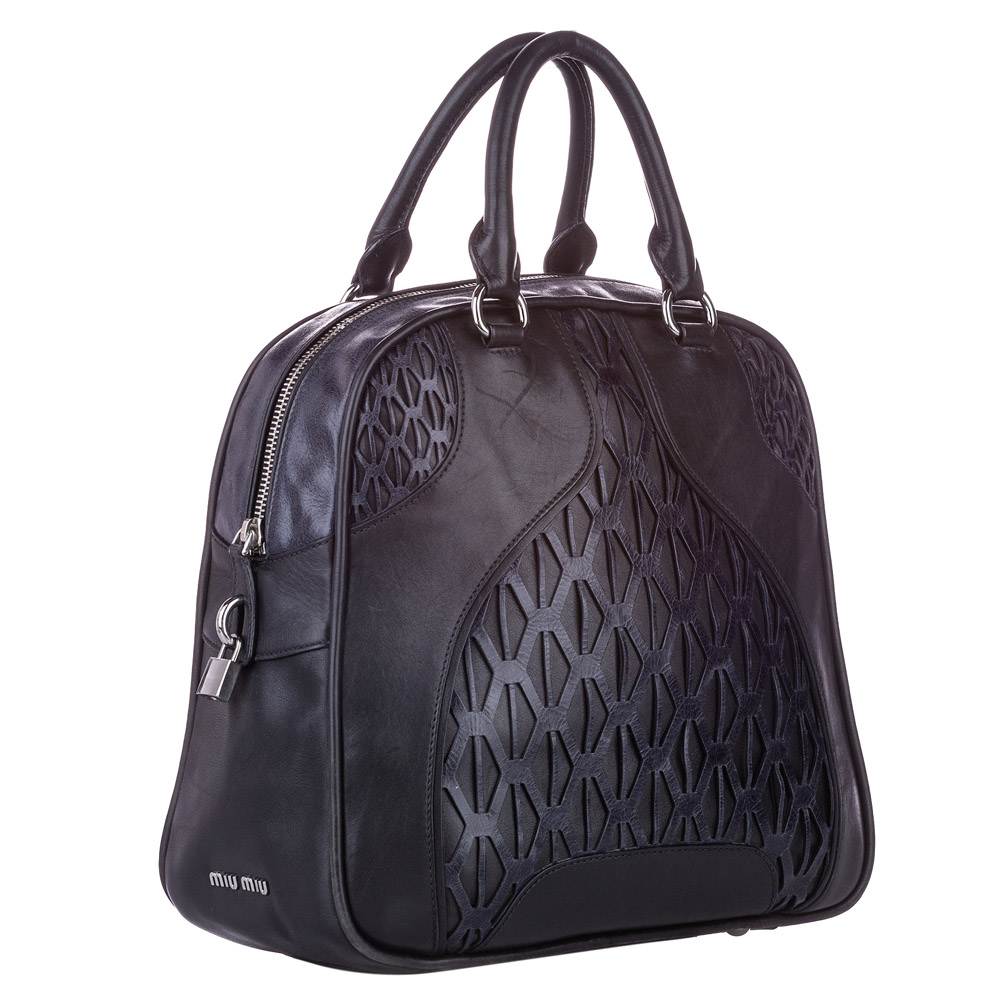 

Miu Miu Black Leather Top Handle Bag