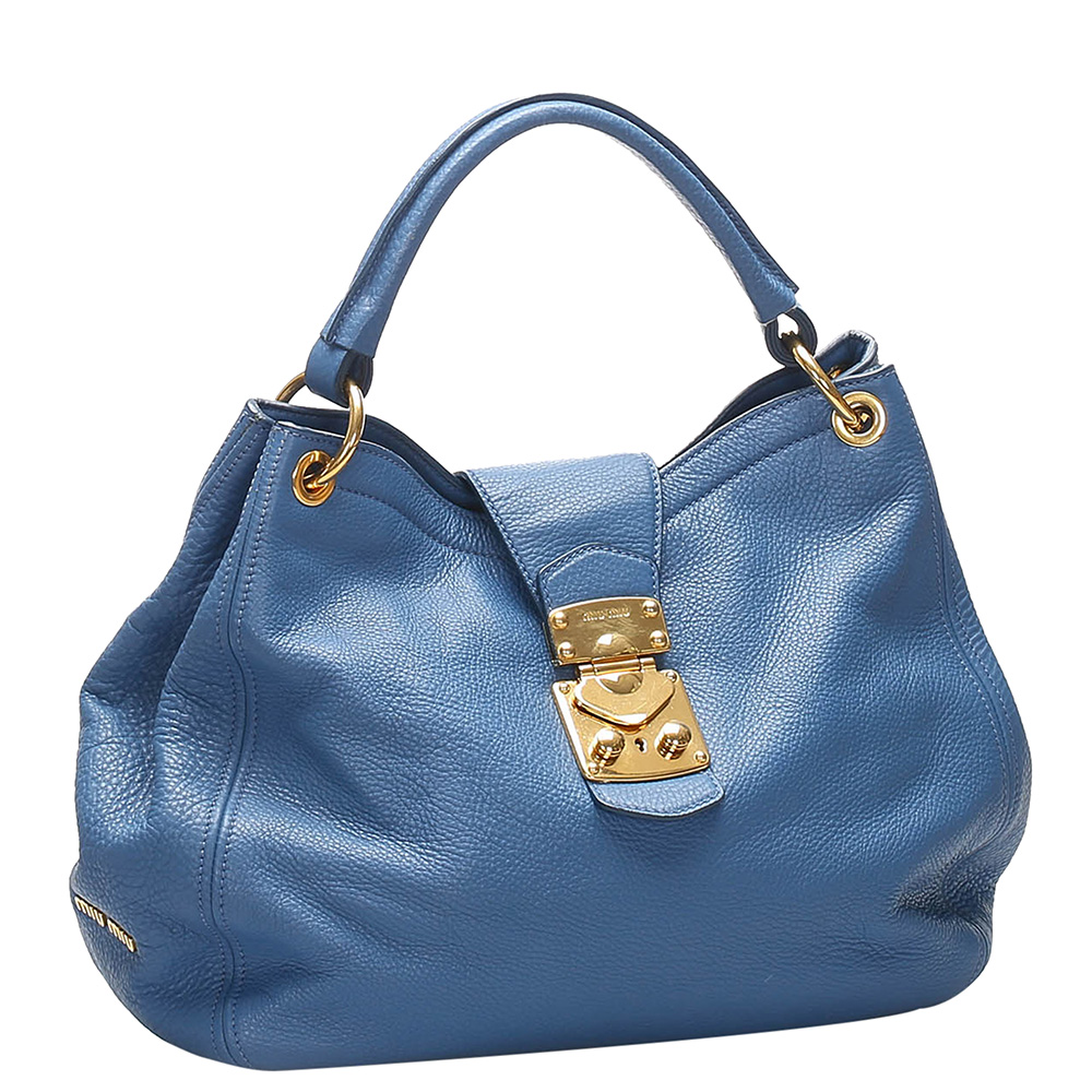 

Miu Miu Blue Leather Hobo Bag