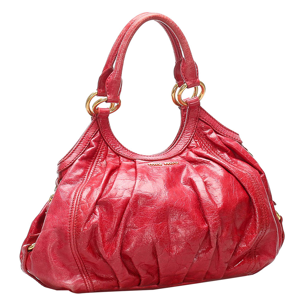 

Miu Miu Red Leather Hobo Bag