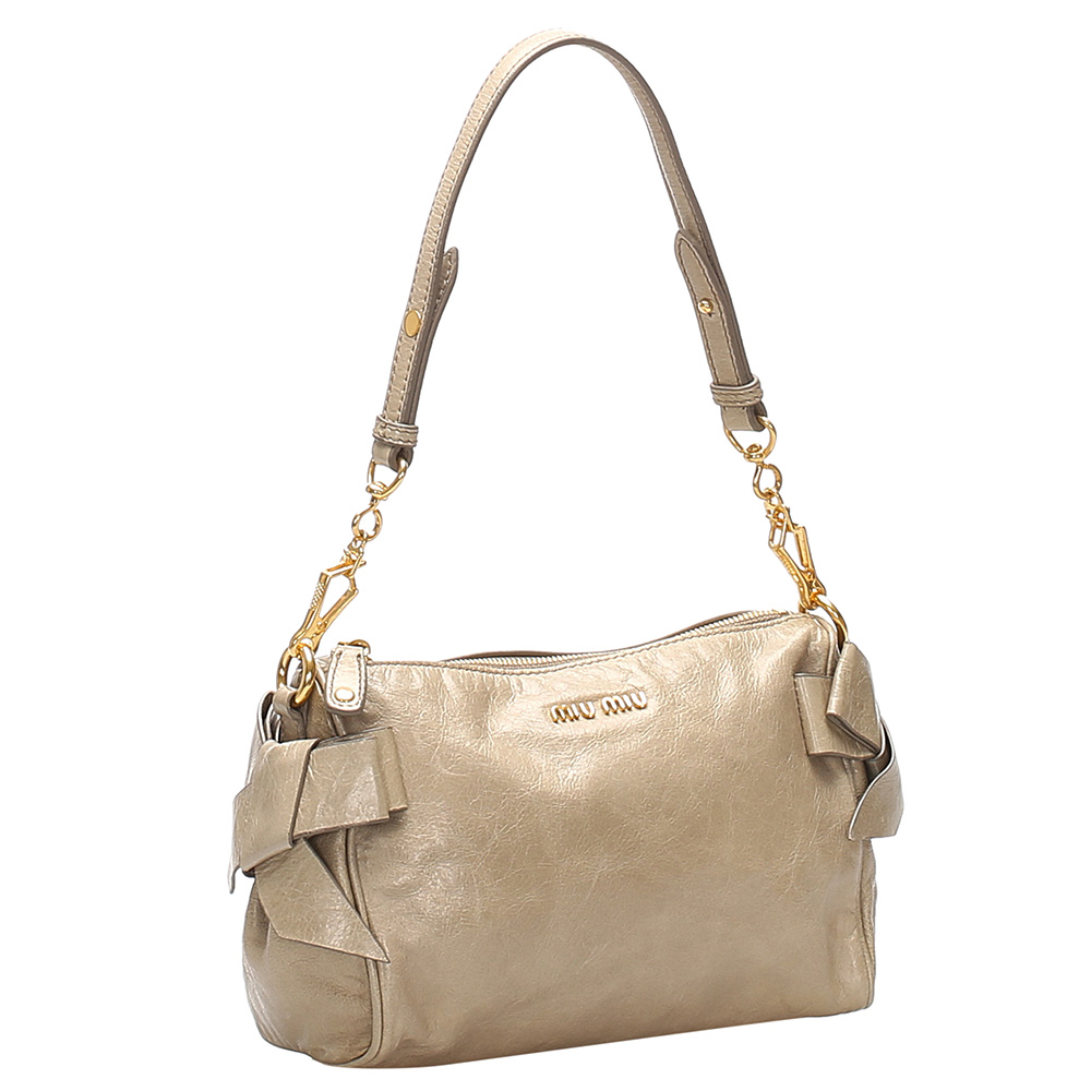 

Miu Miu Beige Leather Bow Bag