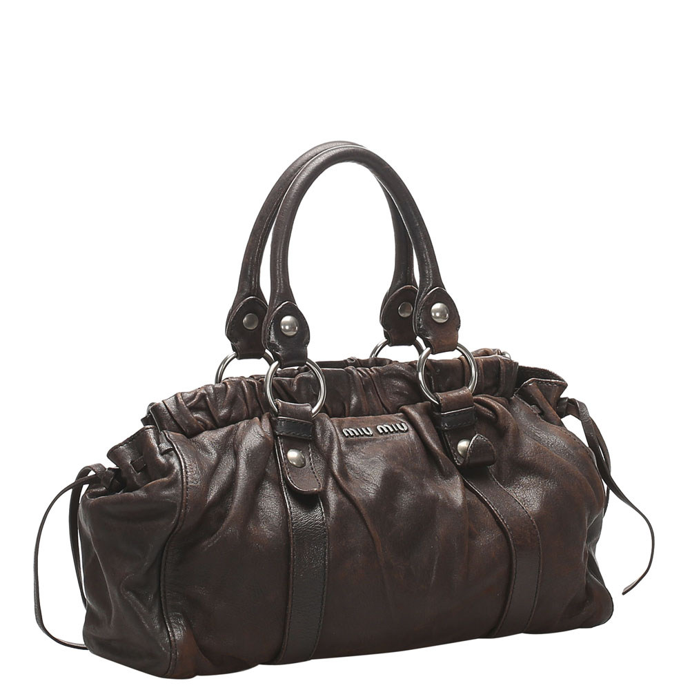 

Miu Miu Brown Leather Aged Bag