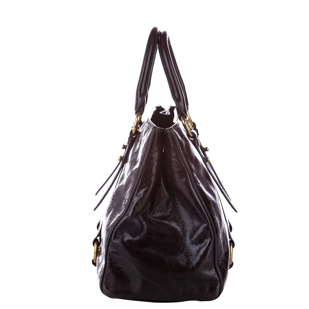 

Miu Miu Brown Leather Vitello Shine Shopping bag