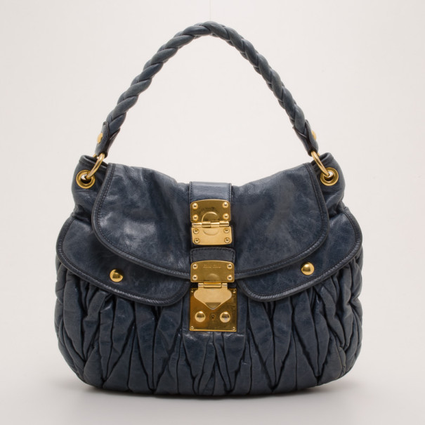 مملوكة مسبقًا Miu Miu Blue Leather Coffer Bag