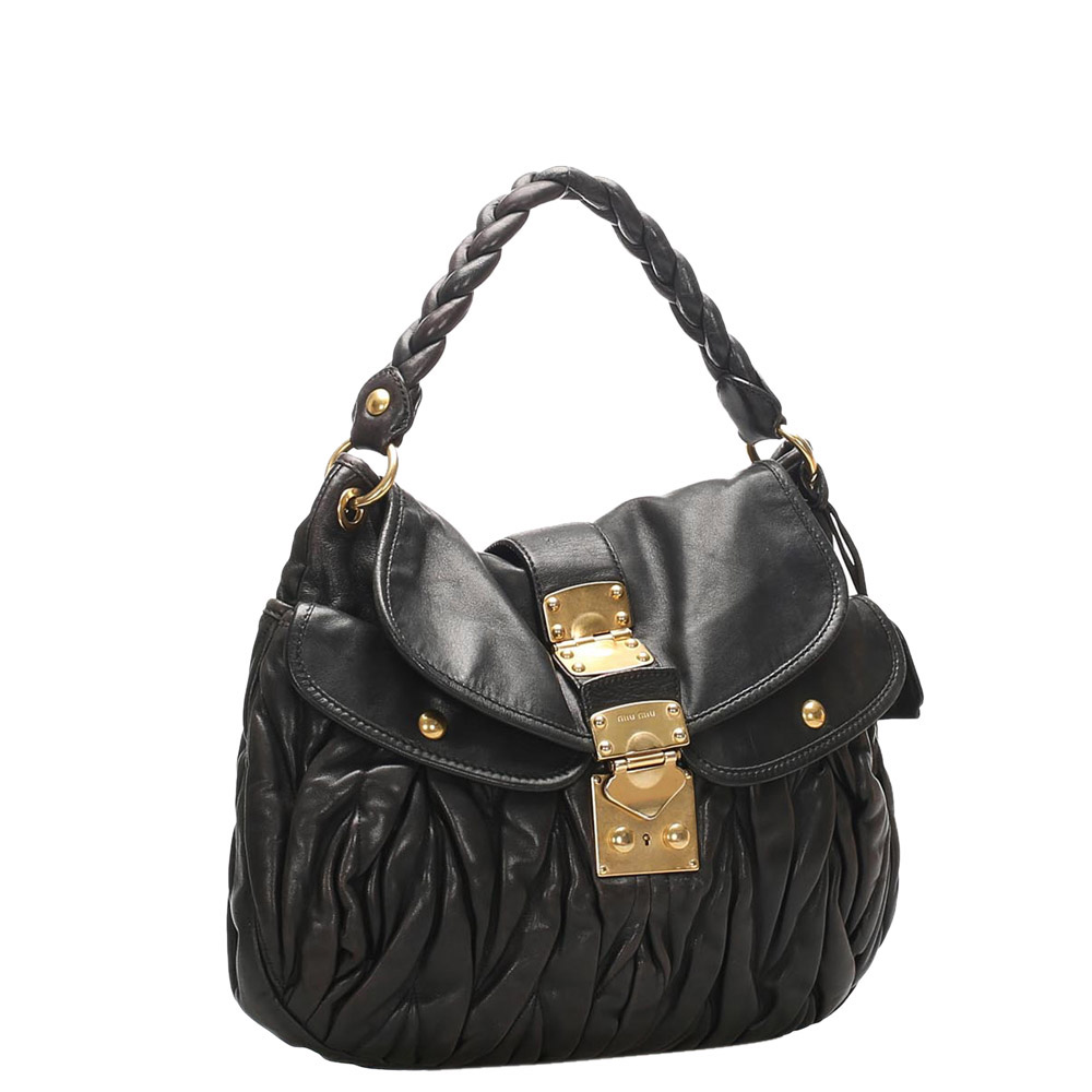 

Miu Miu Black Leather Coffer Satchel Bag