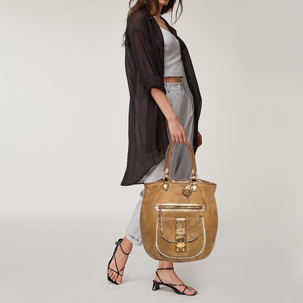 

Miu Miu Brown Leather and Shearling Tote