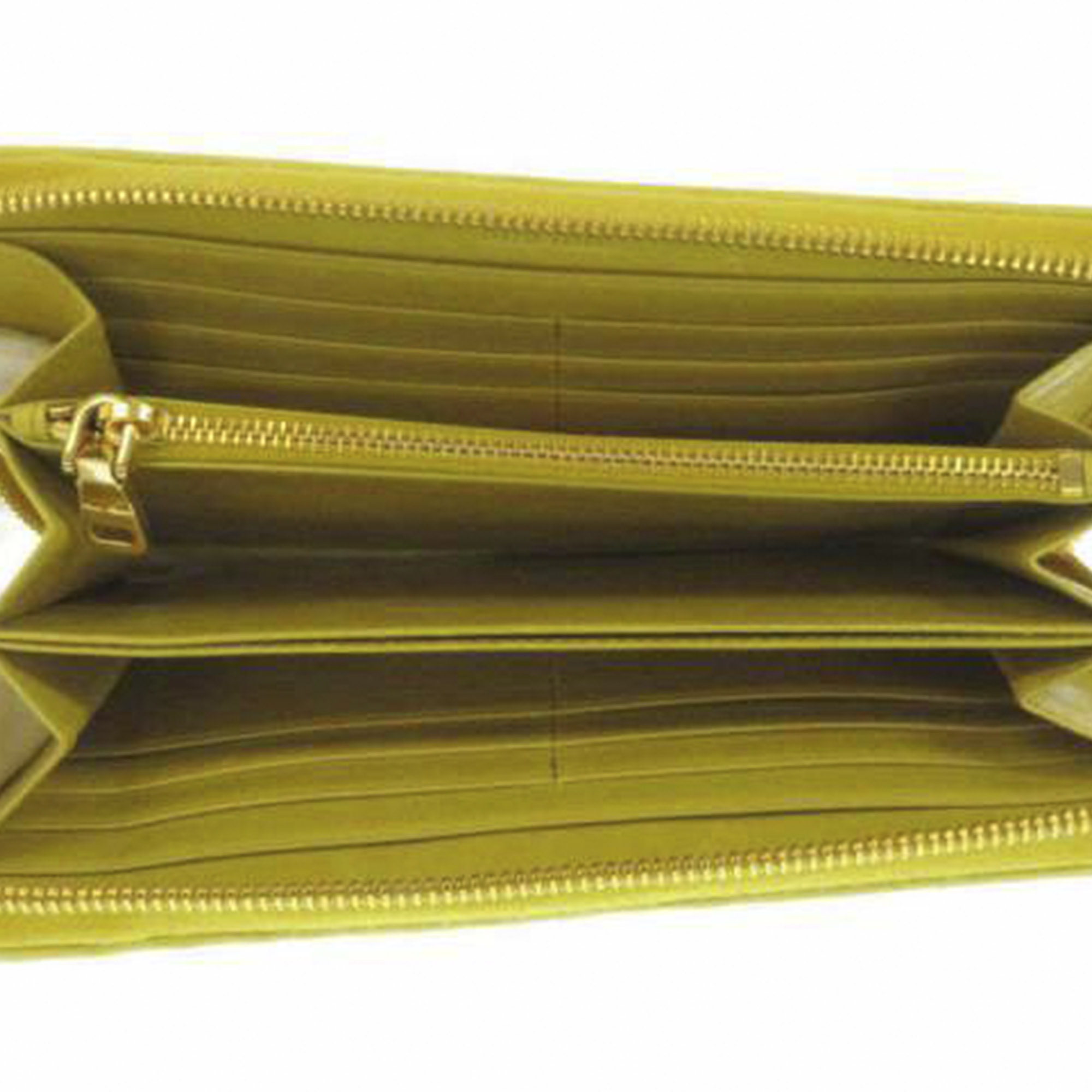

Miu Miu Yellow Matelasse Zip Around Lambskin Leather Long Wallet