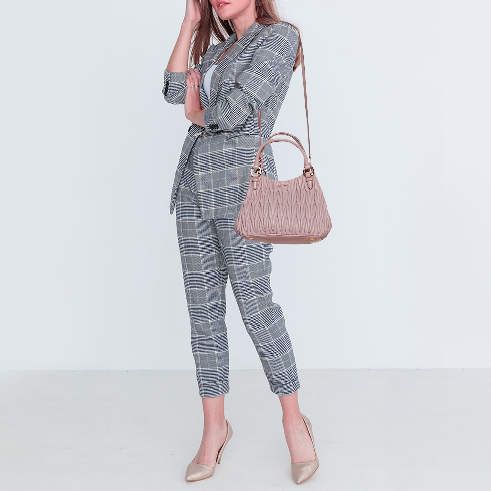 

Miu Miu Old Rose Matelasse Leather Tote, Pink