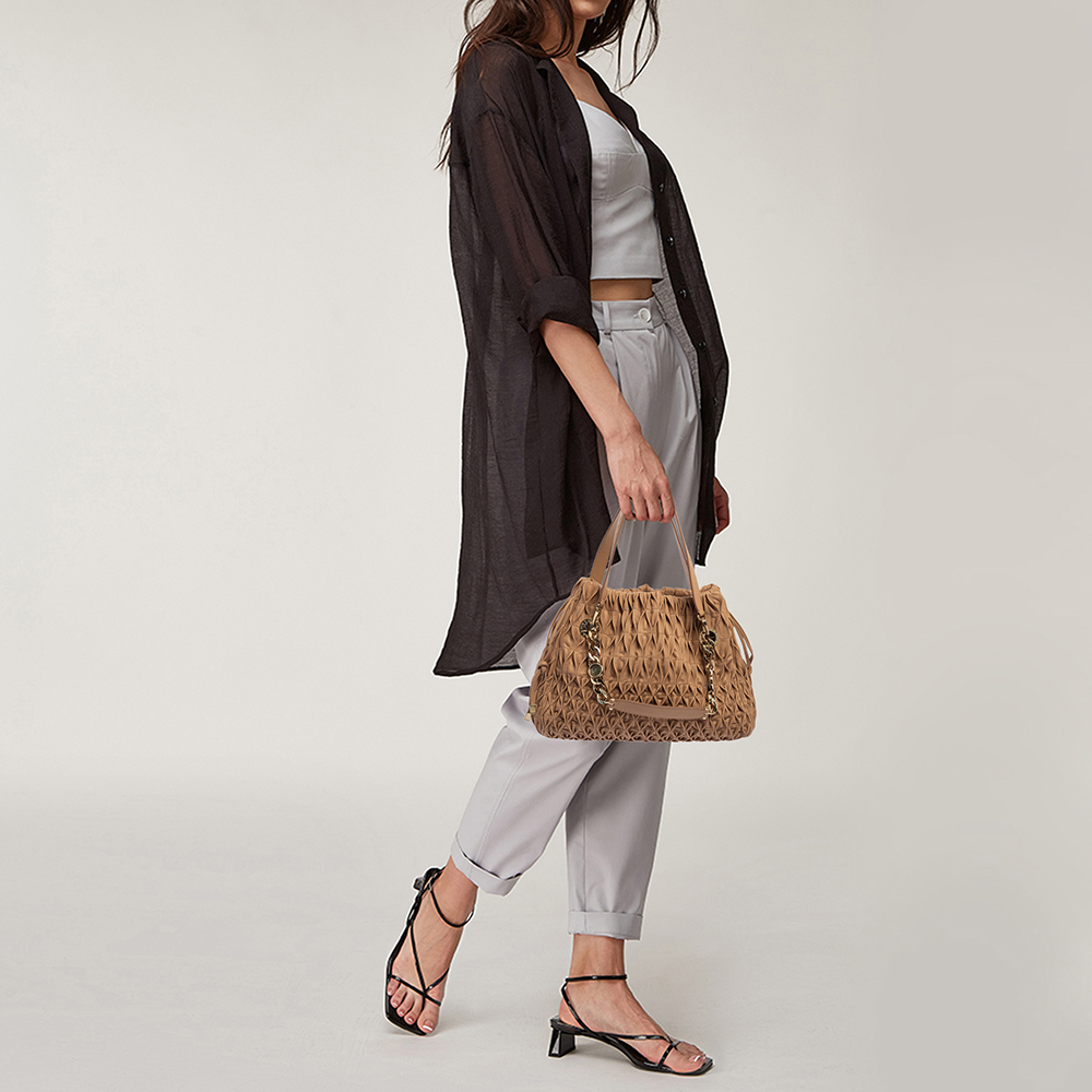 

Bvlgari Beige Quilted Leather Monette Tote